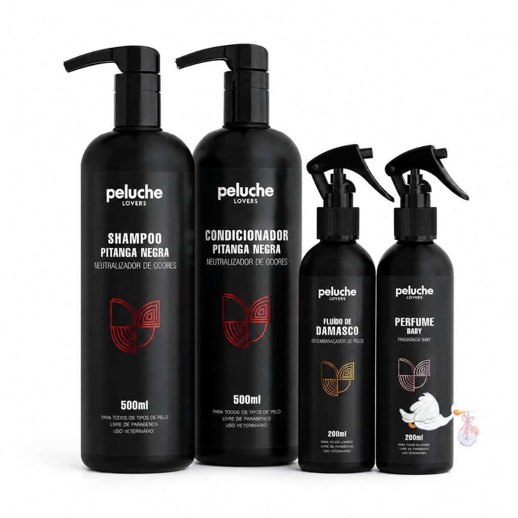 Shampoo Pet Eliminador de Odores Condicionador + Desembaraçador + Perfume Baby Peluche | Banho, Maciez e Perfumação