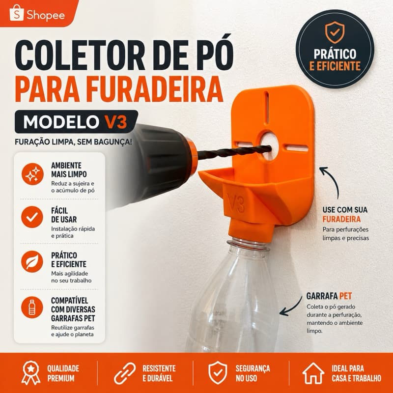 Fure Sem Sujeira! Coletor de Pó para Furadeira Universal