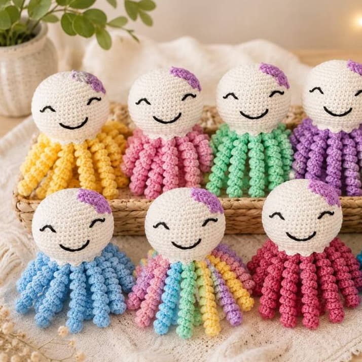 Polvo Sensorial Amigurumi para Bebê em Crochê | Polvo de Pelúcia Artesanal