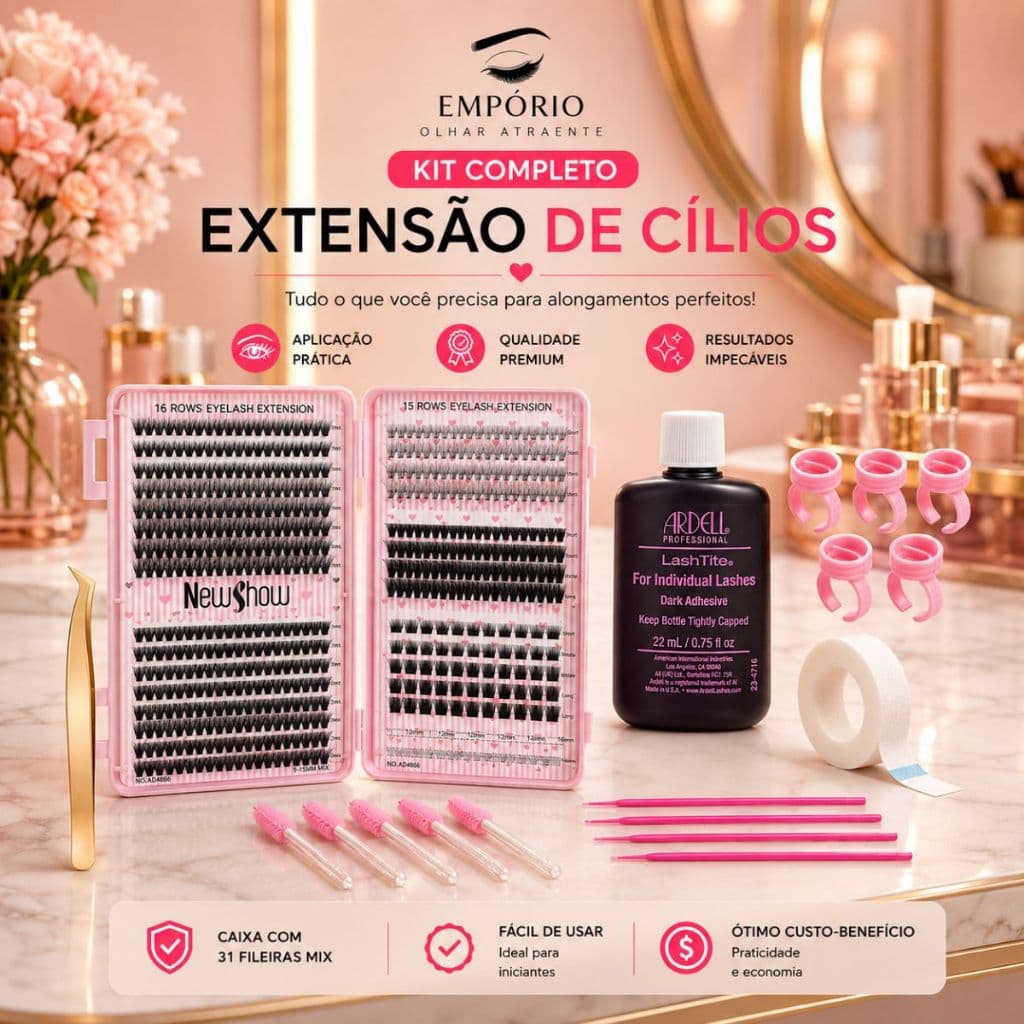 Kit Cilios Tufinho Tufo Cola Ardell Lanell ou Salon Pro Cílios em Casa Profissional