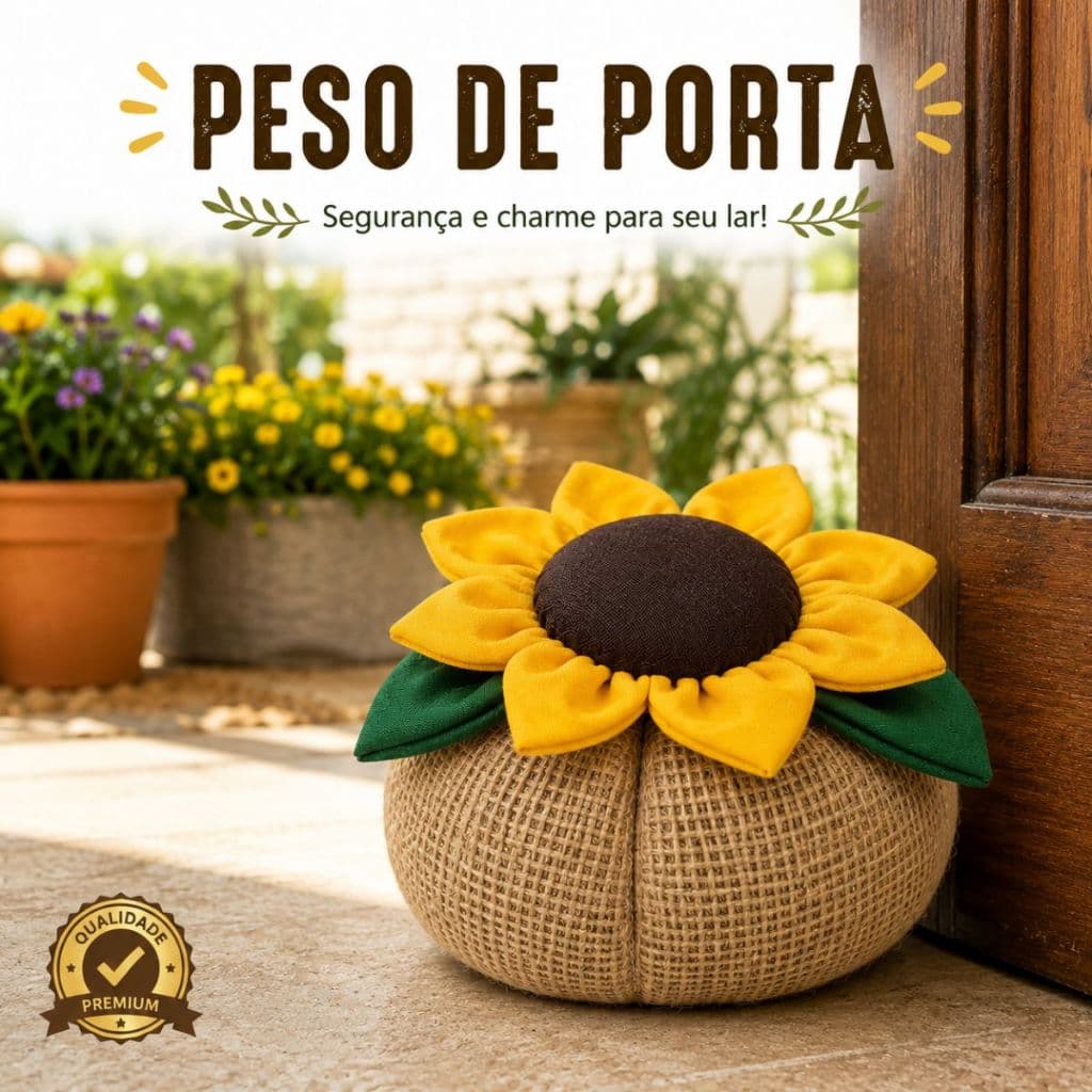 Peso De Porta Trava Porta Decoração Girassol S/Cabo Utilidade Para Casa