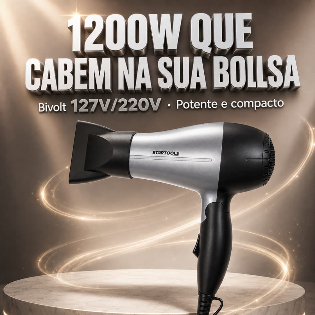 Secador Cabelo Portátil 1200w Bivolt Viagem Compacto Leve