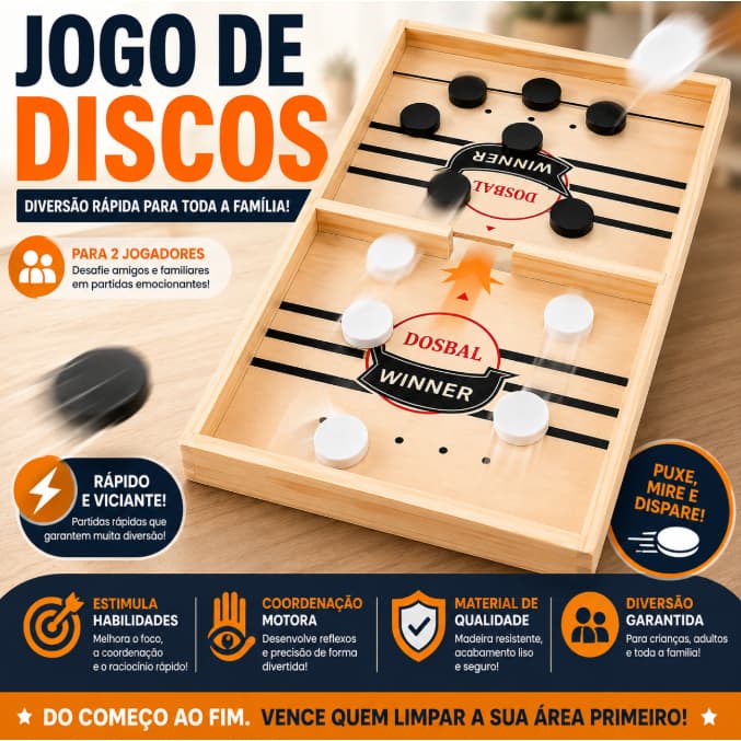 Jogo de Tabuleiro Discos Interativo em Madeira de Habilidades | Coordenação e Diversão