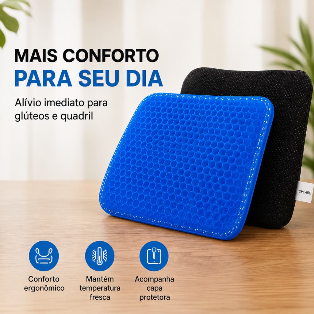 Almofada Assento Gel Ortopédico com Capa Egg Sit Cadeira