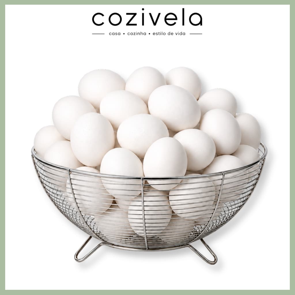 Cesta para Ovos Inox Organizador de Ovos Frutas Legumes