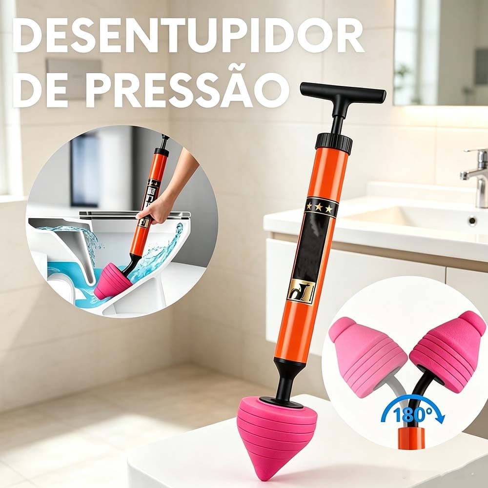 Desentupidor Alta Pressão Bomba de Sucção Aço Inoxidável 150mm com Borracha para Vaso Sanitário e Pia