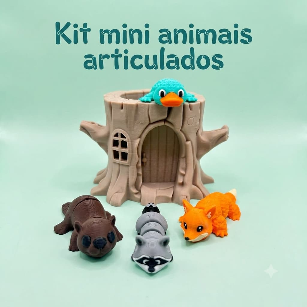 Articulados Amigos da Floresta - Castor Ornitorrinco Guaxinim Raposa
