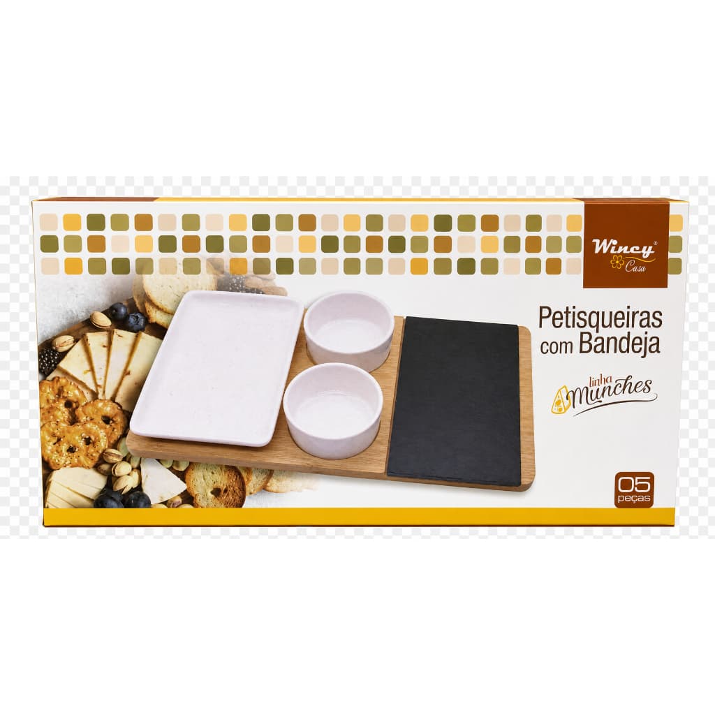 Conjunto Petisqueiras com Bandeja Wincy Casa 5 Peças