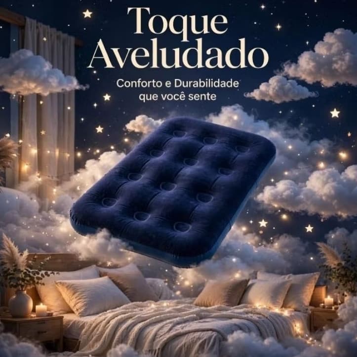 *Colchão Inflável com Bomba Manual Portátil – Cama Inflável Aveludada Confortável para Camping, Viagem e Uso Doméstico*