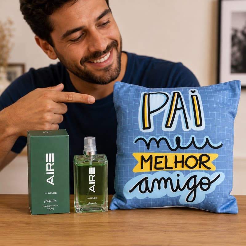 Mini Almofada Personalizada Dia dos Pais Perfume Jequiti Aire Altitude Presente Criativo