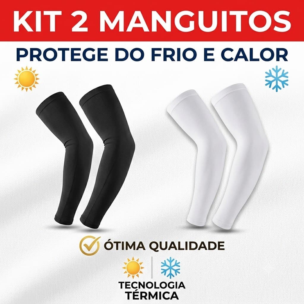 Kit 2 Manguito Termico Proteção Solar UV 50+ Segunda Pele Manga Longa Mangote Motoqueiro Ciclismo Frio Calor Unissex