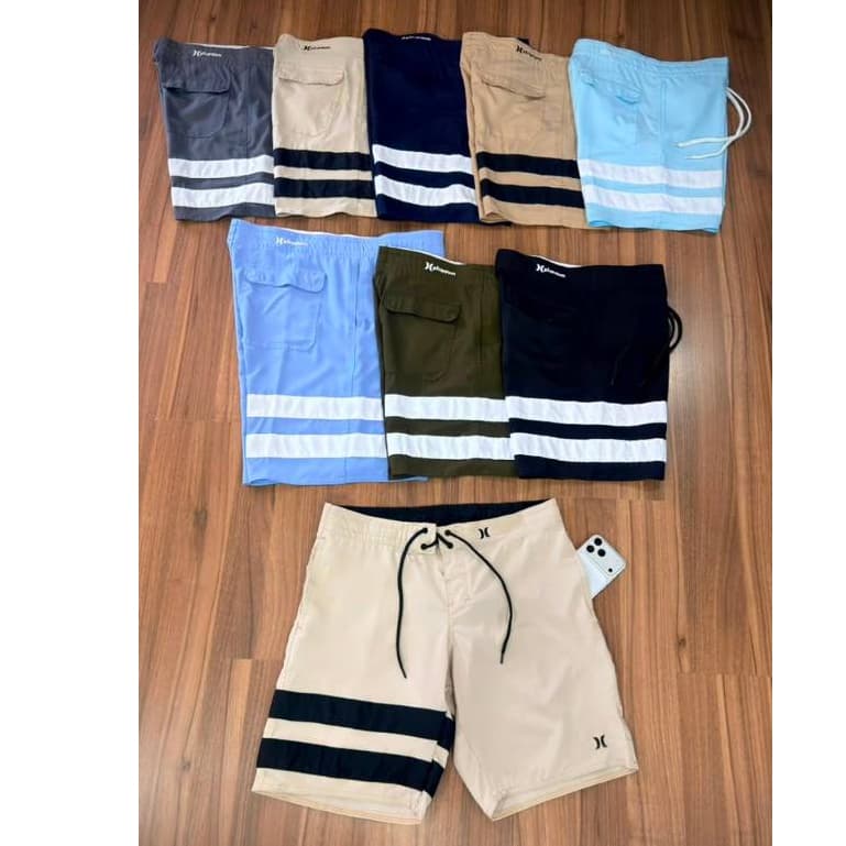 Bermuda Masculina Elastano Moda Praia Surf Tactel Leve e Confortável Casual Piscina Secagem Rápida Academia Verão