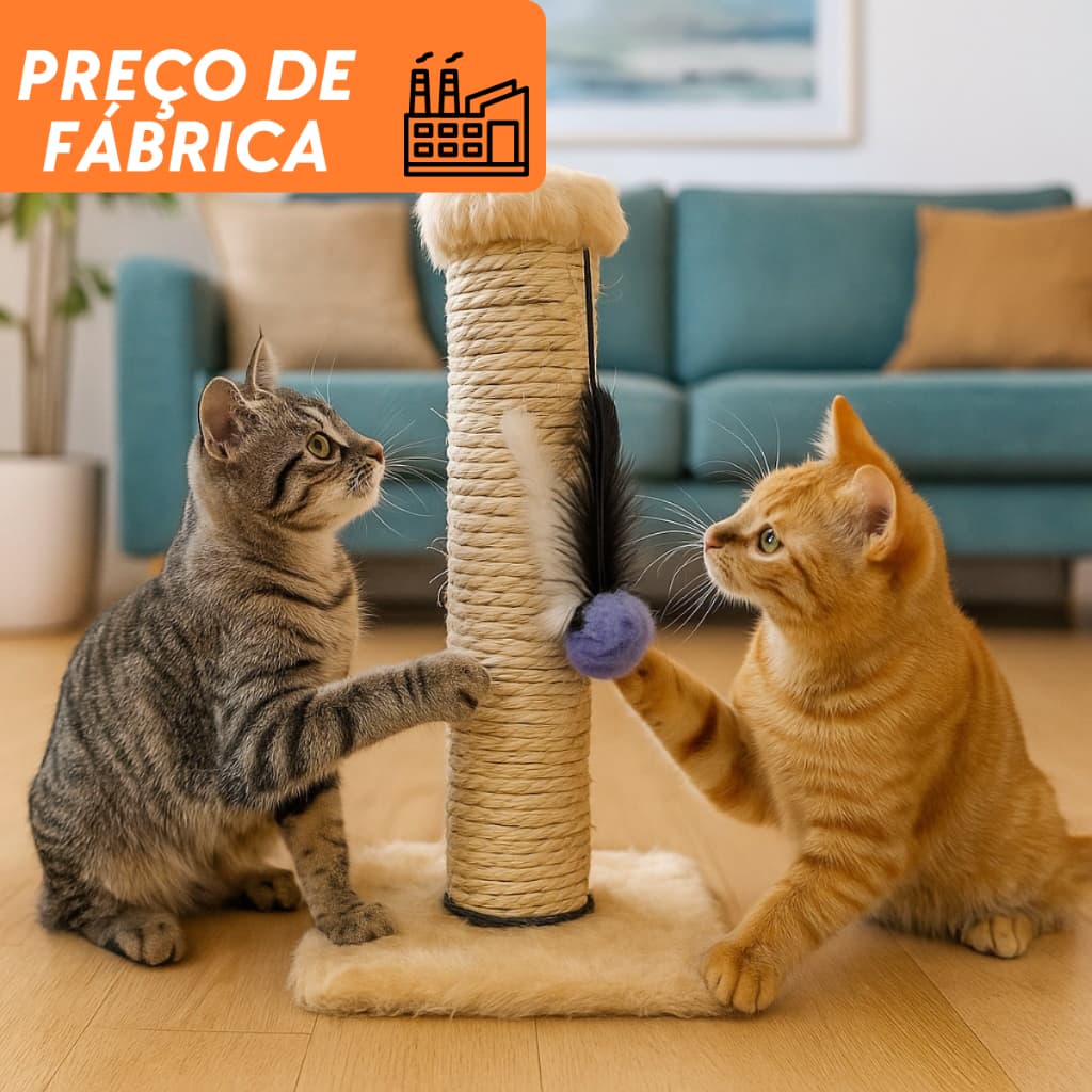 Arranhador para gatos Interativo com bolinhas Com Sisal Pet Divertido