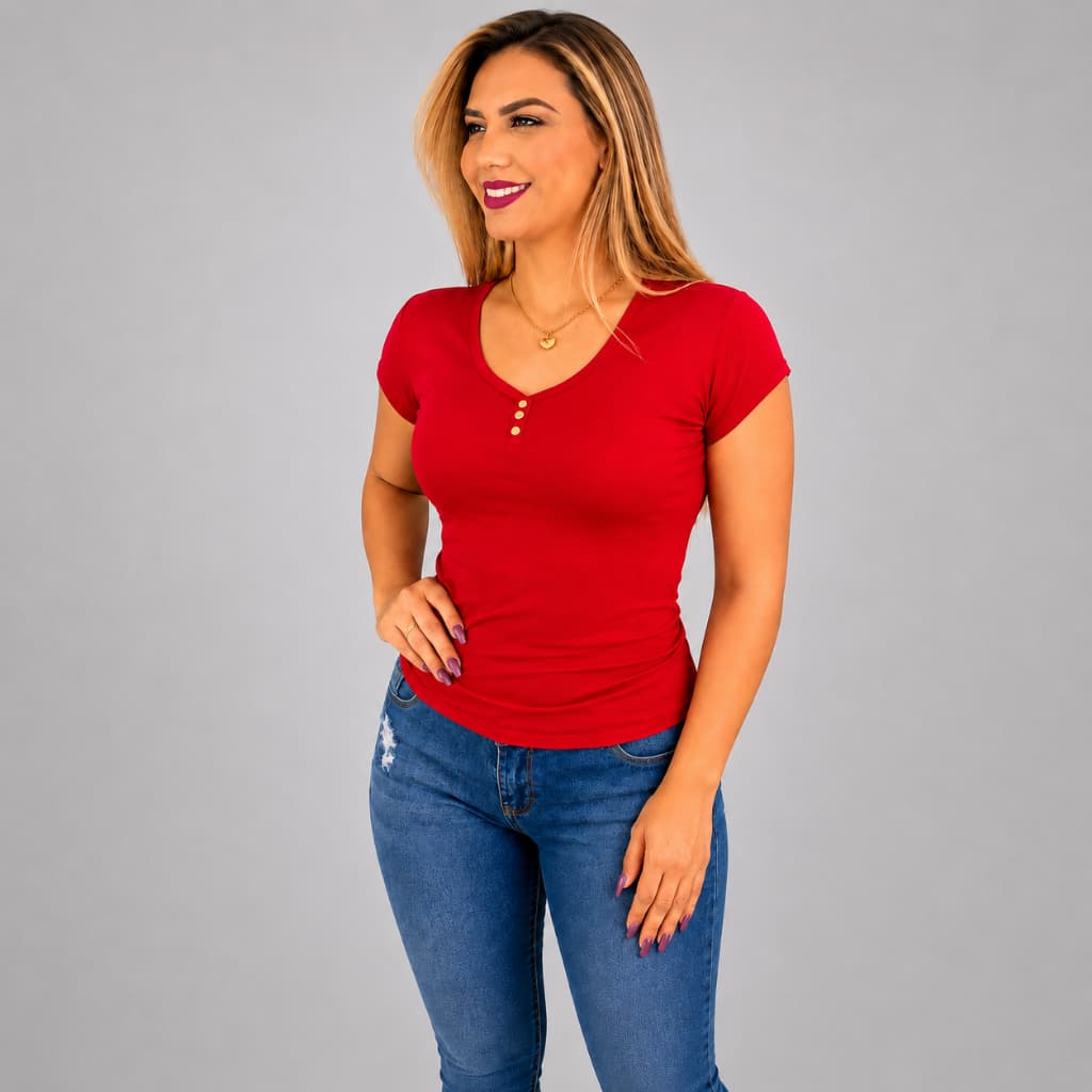 Blusa feminina  dia a dia básica viscolycra manguinha