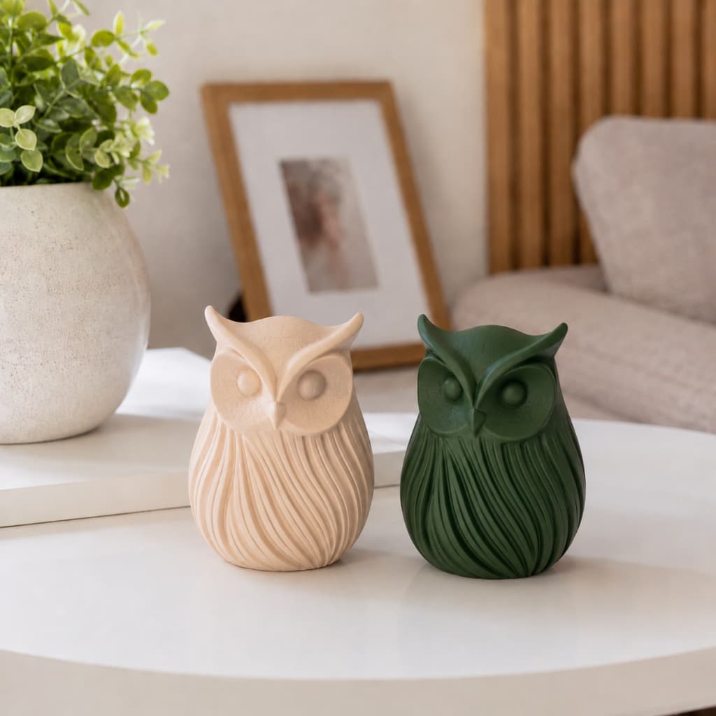 Par De Corujas Decorativas Moderna Enfeite Para Sala Rack Cozinha Presente