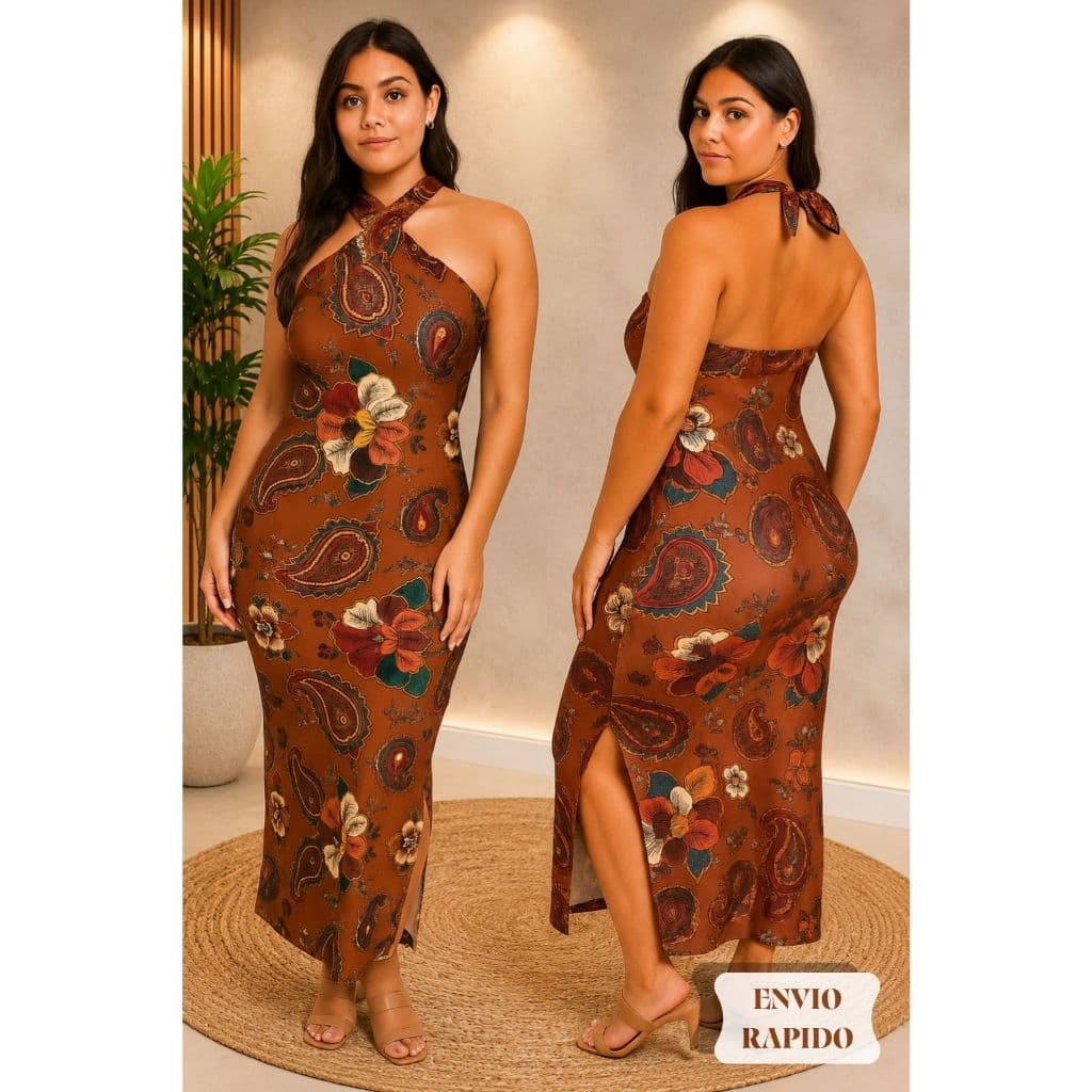 Vestido Feminino Long Midi Estampado Malha Premium Verão Casual Elegante Tendência