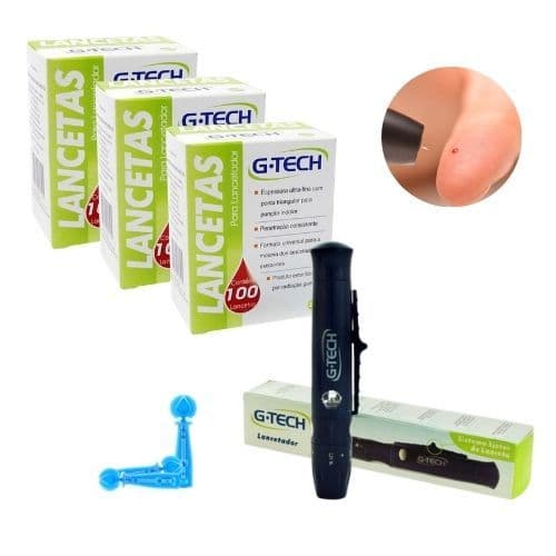 Kit com 300 Lancetas Formato Universal e 01 Lancetador - G-Tech