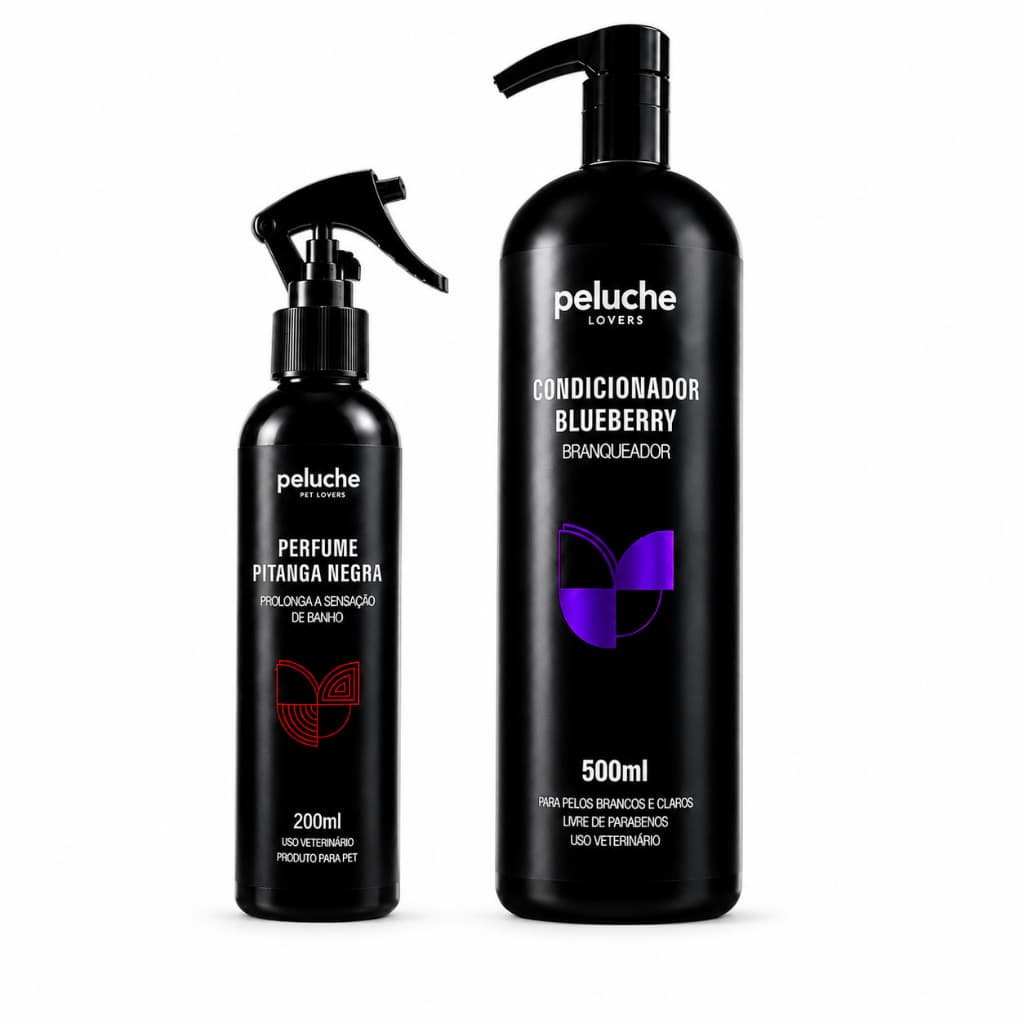 Perfume para Cachorro Pitanga Negra Condicionador Peluche Kit Banho Cheiroso Pet Maciez e Brilho para Cães