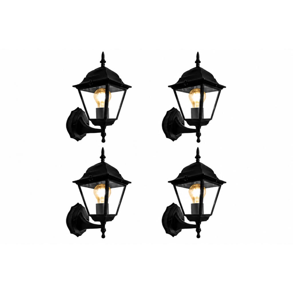 Kit 4 Arandelas Luminária Externa Interna Colonial Ponente Alumínio E27 4 Faces Para Muro Jardim Garagem e Varanda