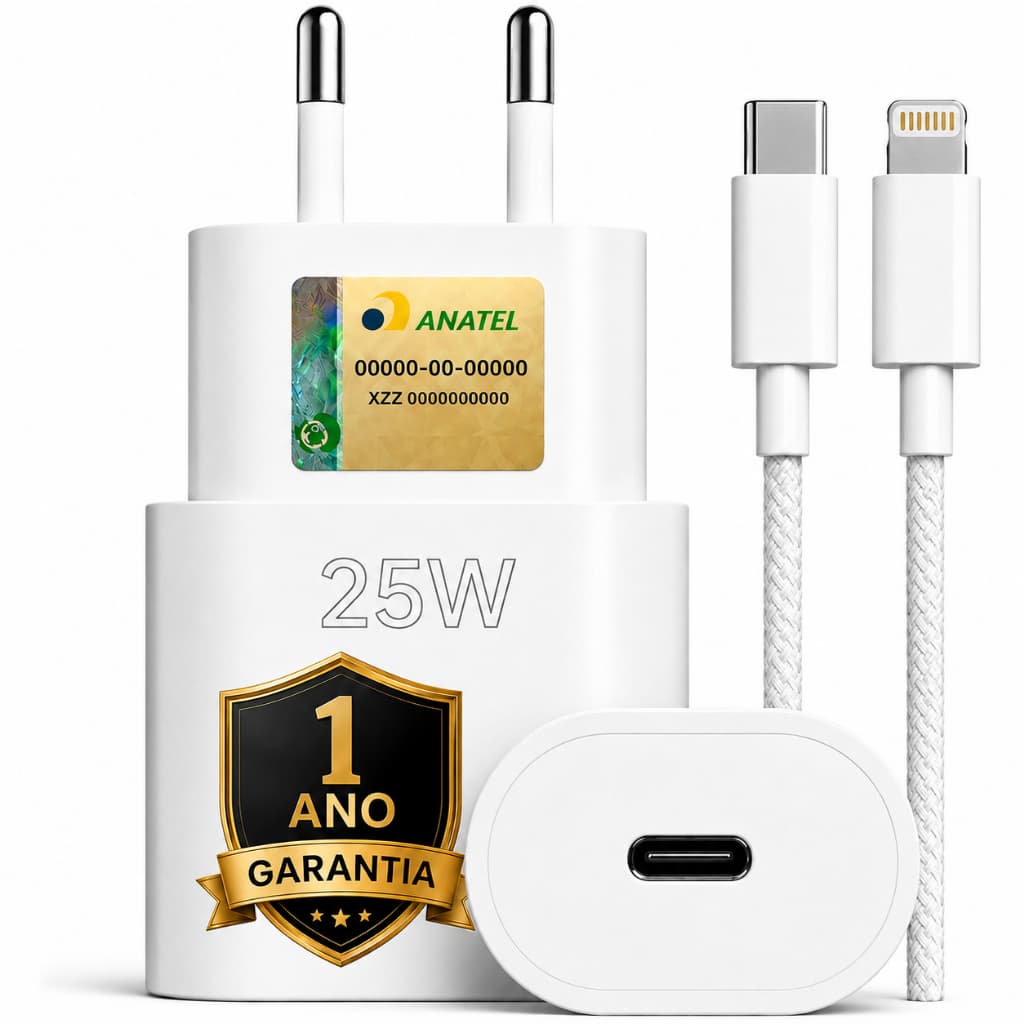 Carregador iPhone Original Completo Turbo 20w iPhone 7 8 11 12 13 14 Promax X Xr Xs - DTimp