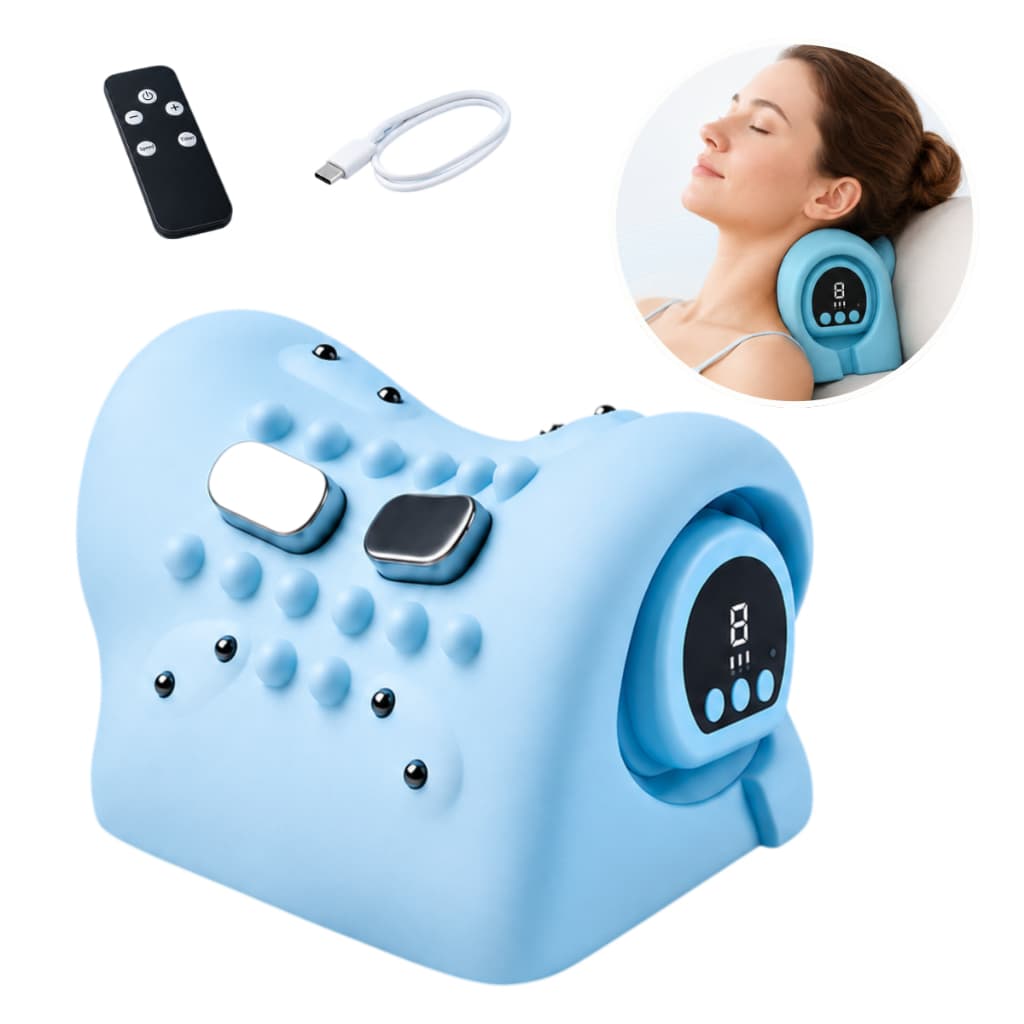 Massageador Cervical Elétrico Pescoço Tração Pulso Aquecimento Alívio Da Dor Quiropraxia Cabeça