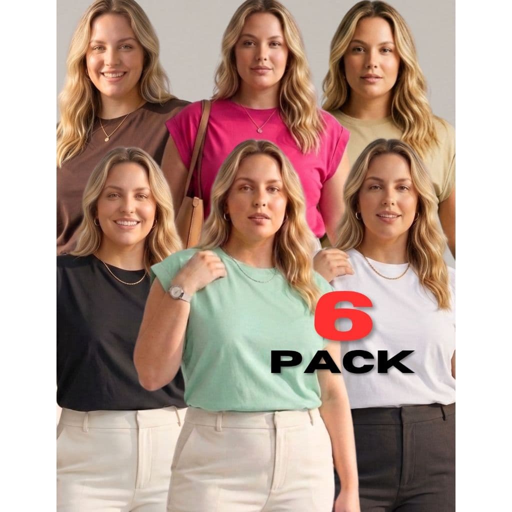 Kit 6 Regatas Muscle Tee Plus Size Feminina G1 G2 G3 100% Algodão Oversized Manga Machão Básica
