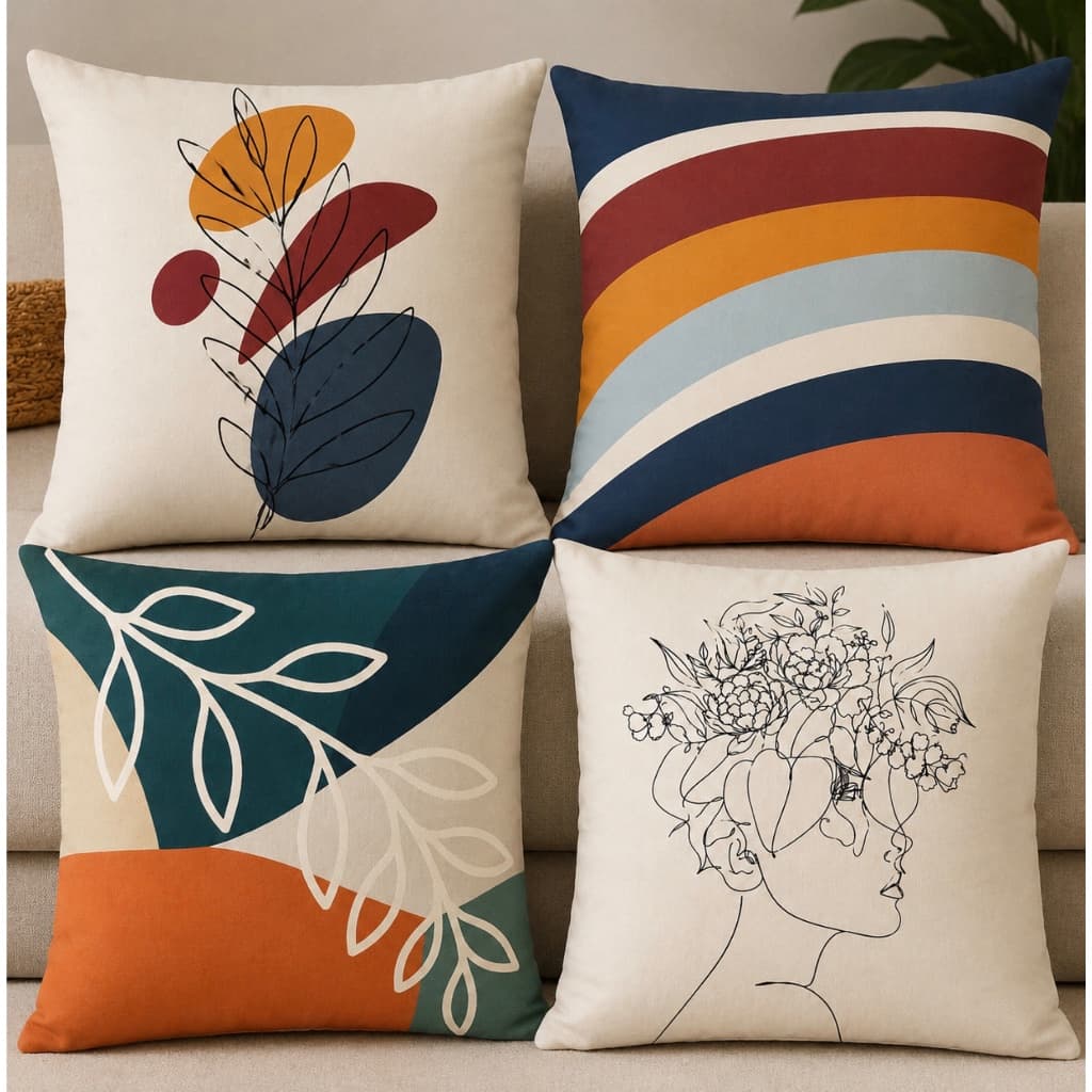 Kit com 04 unidades de Almofadas Decorativas 45x45 Digitalizado abstrato
