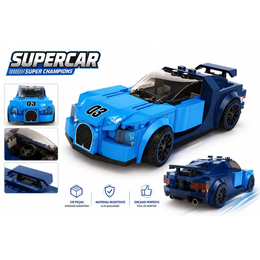 Blocos de Montar Carro de Corrida Super Champions Com 139 Peças