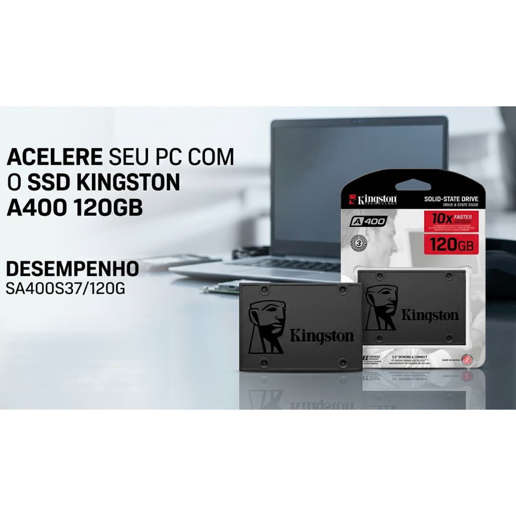 SSD Gamer Original Kingston SA400S37120G 120 GB p/Notebook/Laptop/All-In-One/Mac/PC/Windows/Xbox/Linux/ChromeOS/iOS/etc.