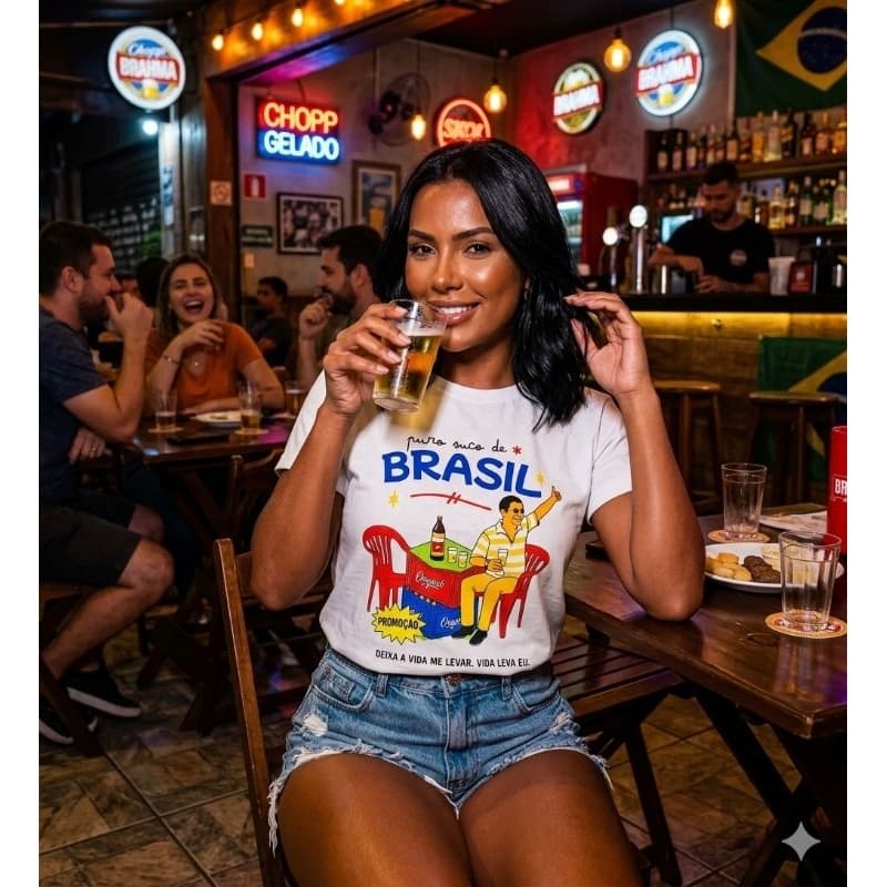 CAMISA FEMININA ZECA PAGODINHO ESTAMPA DTF VIBRANTE 100% ALGODÃO CONFORTO E ESTILO CAMISETA VERÃO CARIOCA FRASES BRASIL