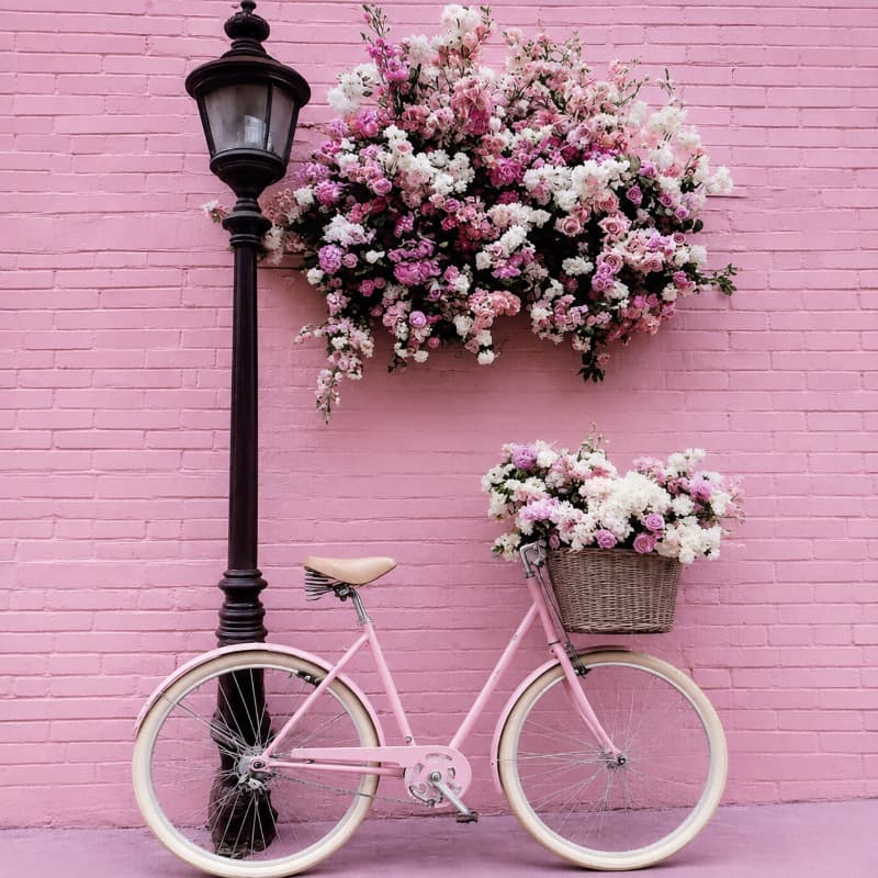 Kit De Pintura Diamante 5d Bicicleta com flores Vintage 30X40