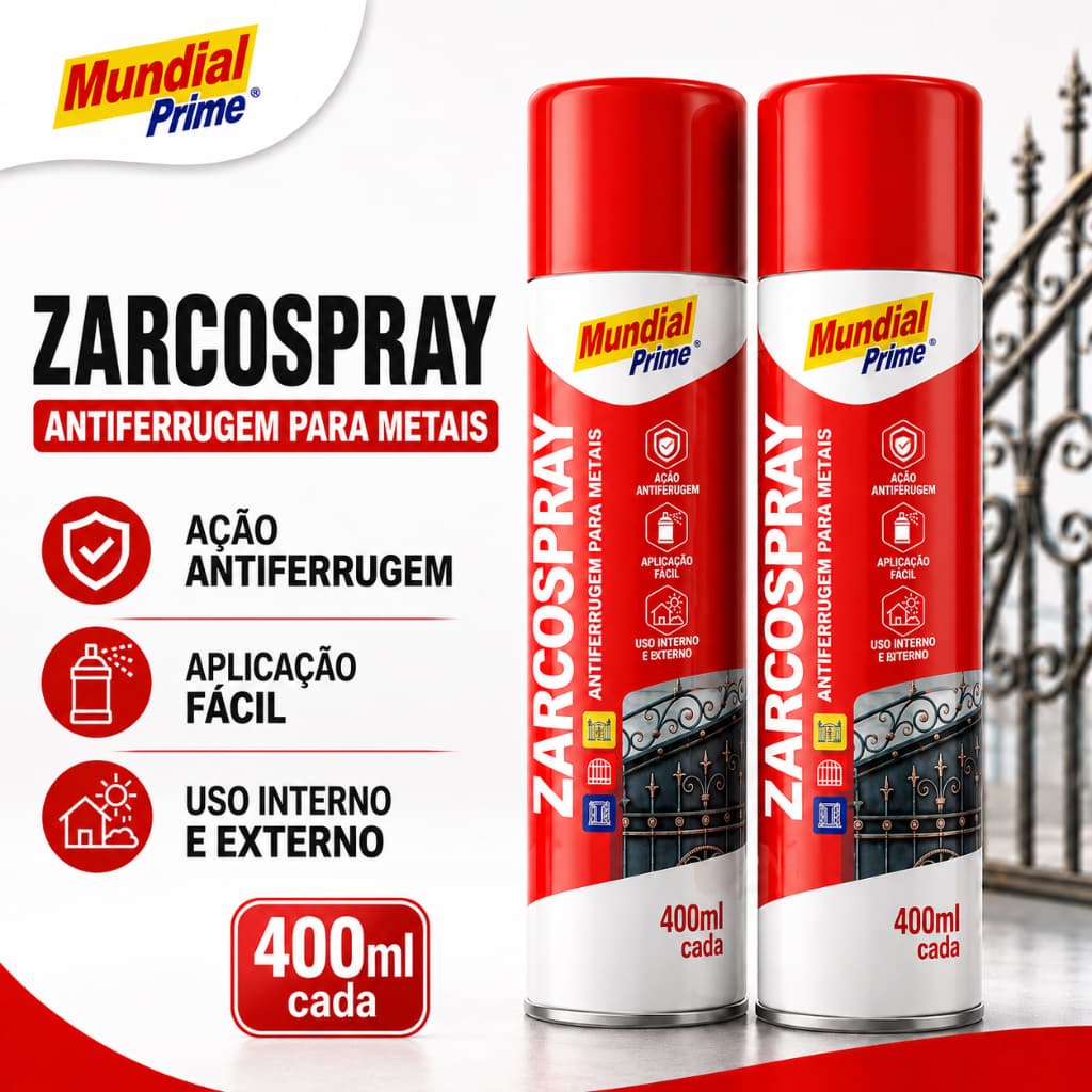 Anti-ferrugem  Spray 400ml Tinta Fundo Protetor para Portão Grade Ferro Porta Janela
