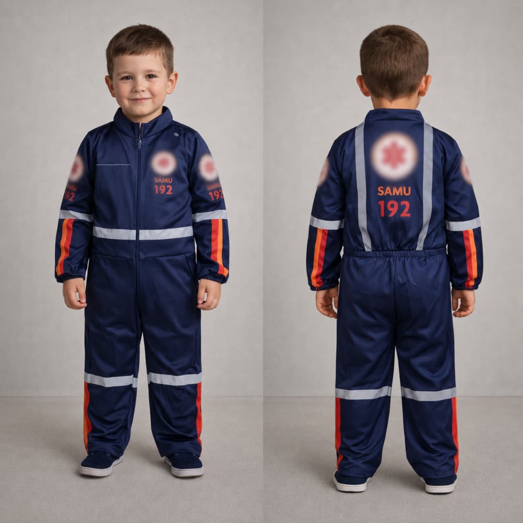Fantasia Menino Socorrista Roupa Infantil Dia do Trabalho