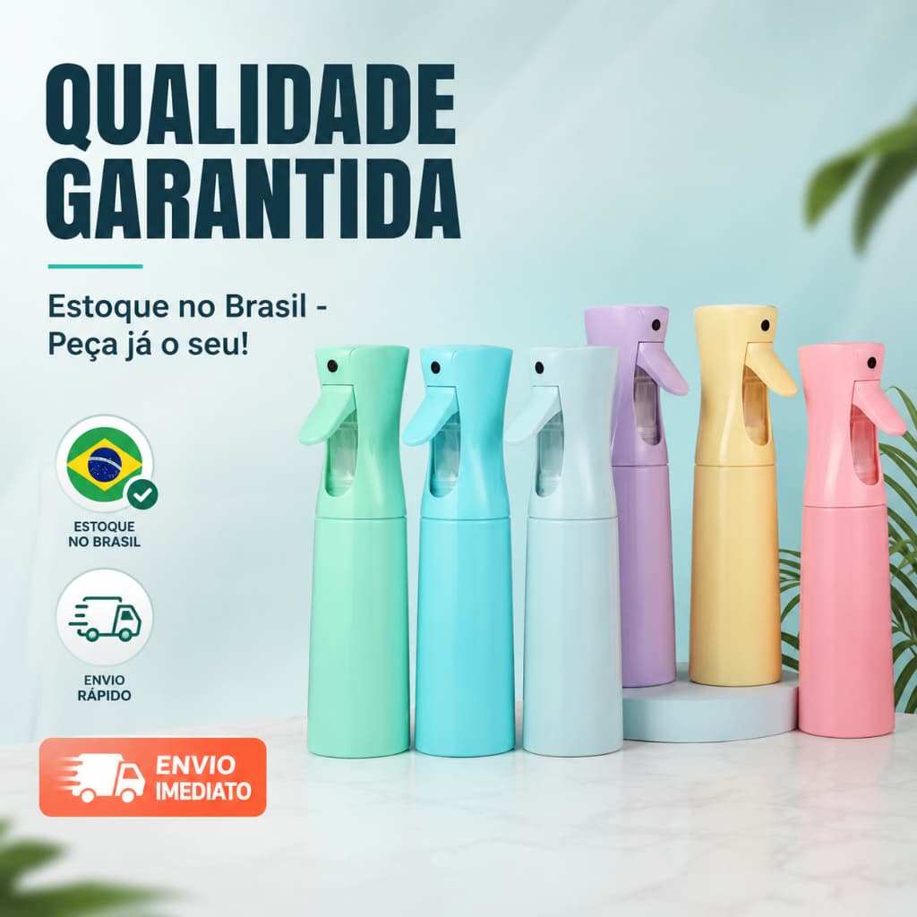 Borrifador de Água Névoa Extra Fina Recarregável para Cabelo e Limpeza Gatilho Prolongado 360º Envio Imediato
