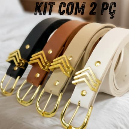 Cinto Feminino Sintético Estiloso E Elegante Para Moda Social Em Kit Com Boa Qualidade