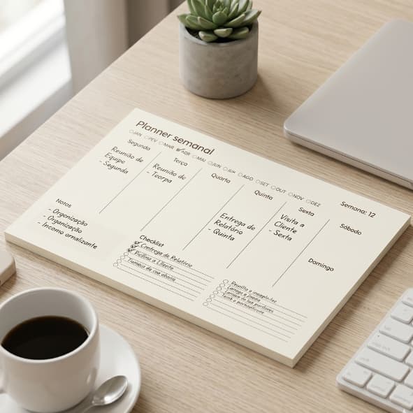 Planner semanal Paisagem Minimalista Destacável - Bloco de anotações em papel Pólen - 60 folhas