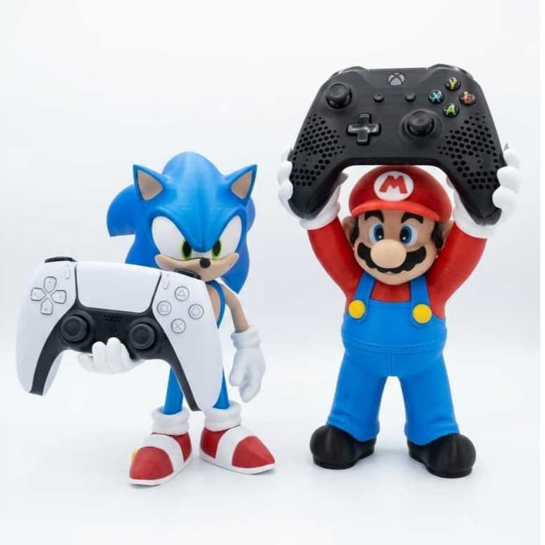 Suporte para Controle DualSense PS4 PS5 XBOX Personalizado Gamer Decorativo Geek Mario - Sonic | Organizador de Mesa