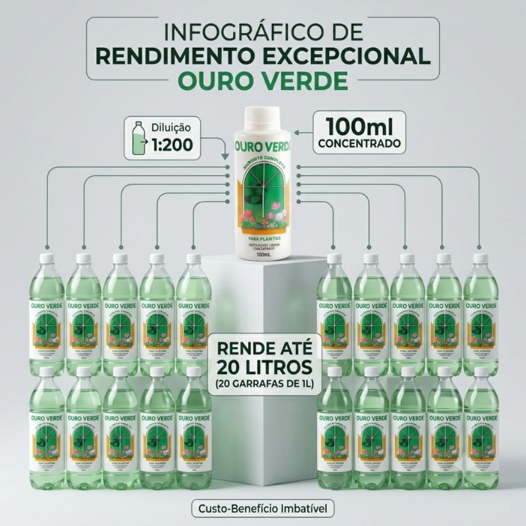 Fertilizante Líquido Concentrado Ouro Verde 100ml Adubo Para Plantas e Flores 01 Unidade