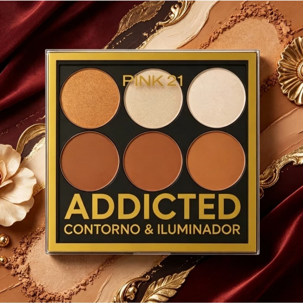 Paleta Contorno E Iluminador Addicted - Pink 21 Cosmeticos