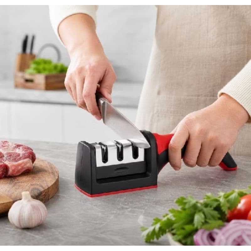 Amolador Afiador de Facas em Aço Inox Profissional com 3 Afiadores Ferramenta com Afiação Rápida