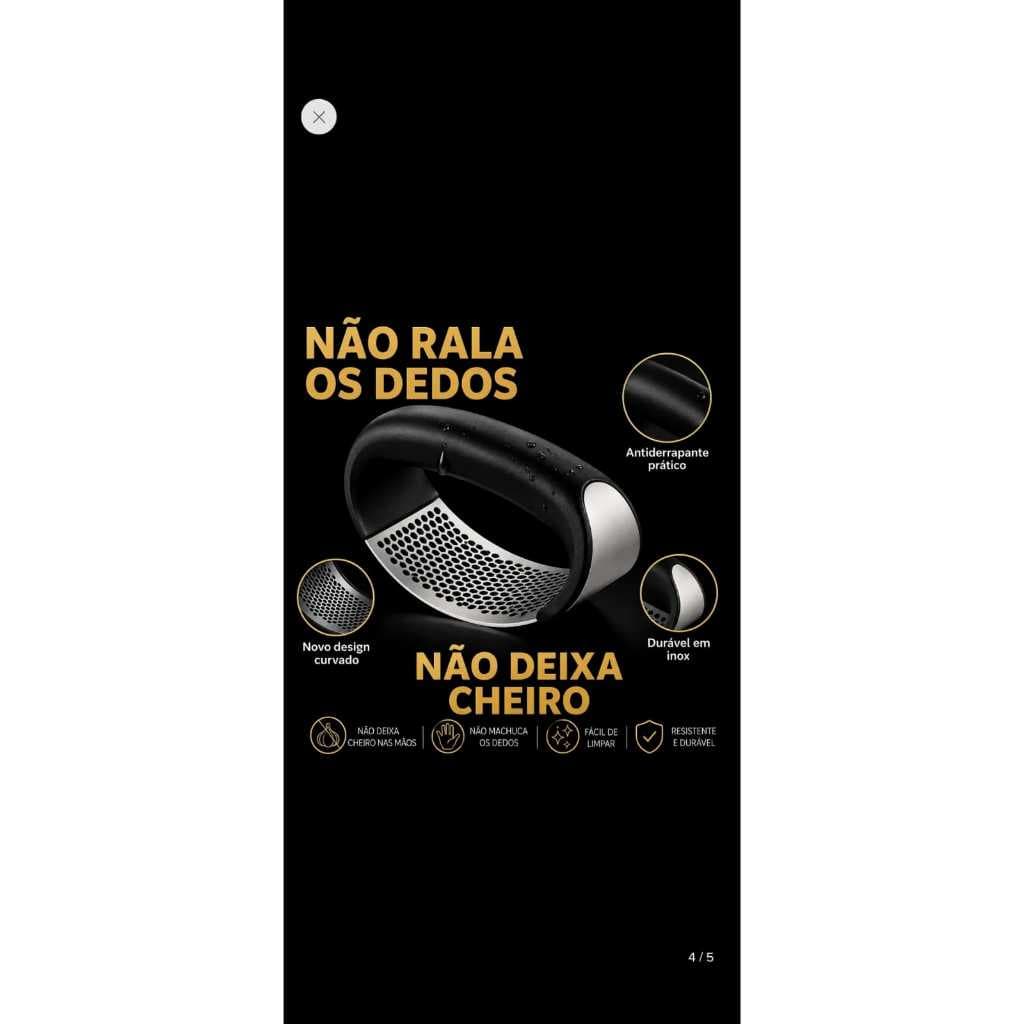 Espremedor Amassador Triturador de Alho Inox Manual