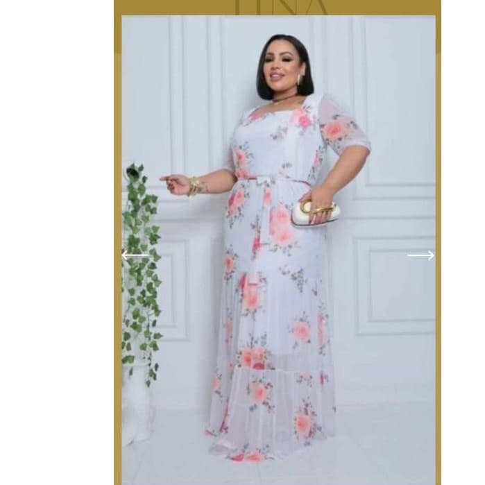 Vestido Plus Size em tule Floral  Veste Tam 50/54