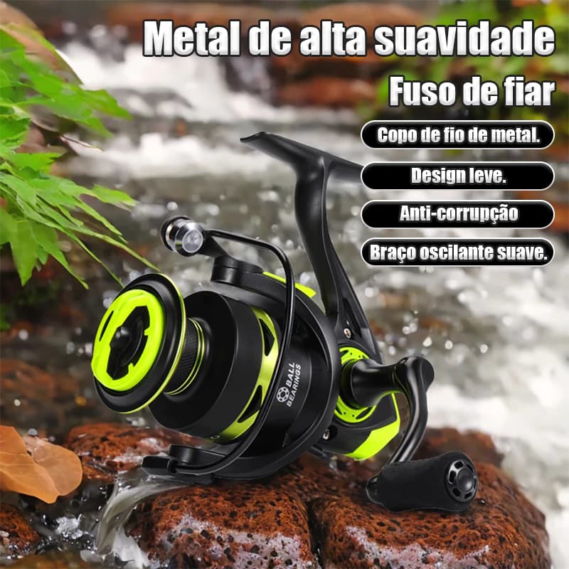 Molinete De Pesca Carretel De Pesca 5.2 : 1 Giratório HE7000 Com Cabo EVA Amarelo Escuro