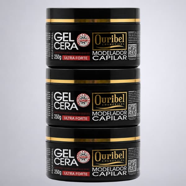 Kit 3 Gel Cera Modelador Capilar Ouribel Fixação Alta Penteado Alinhado Acabamento Impecável
