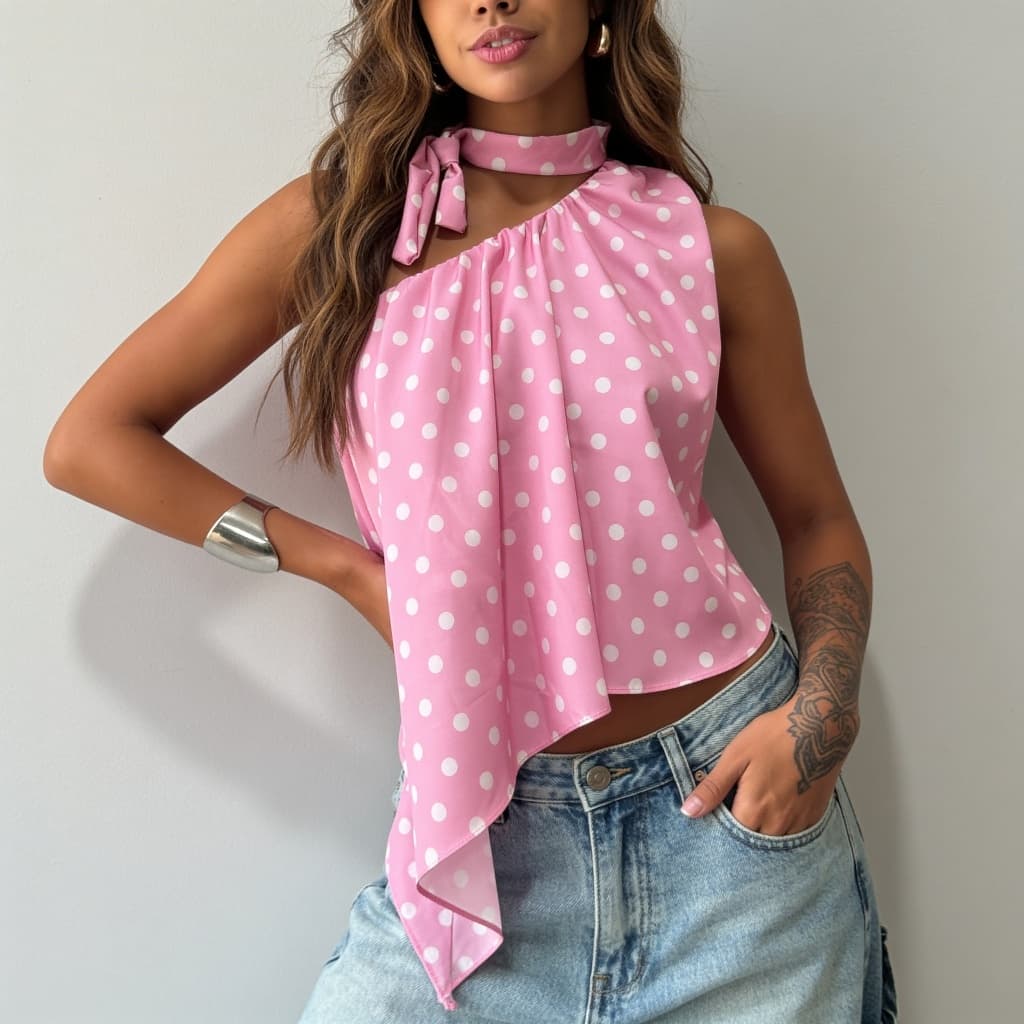 Bata Cropped Feminina Capa Boho Chic Bata Assimétrica Multiformes Elegante Tendência 2026 Bolinha Looks Verão