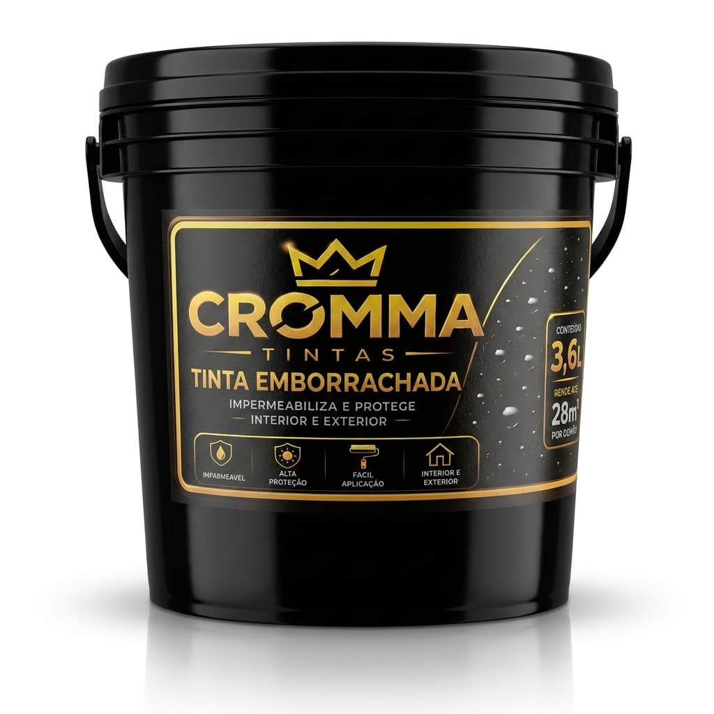 Tinta Emborrachada CROMMA 3 6L Neve Impermeabilizante Proteção Anti Umidade Uso Interno e Externo