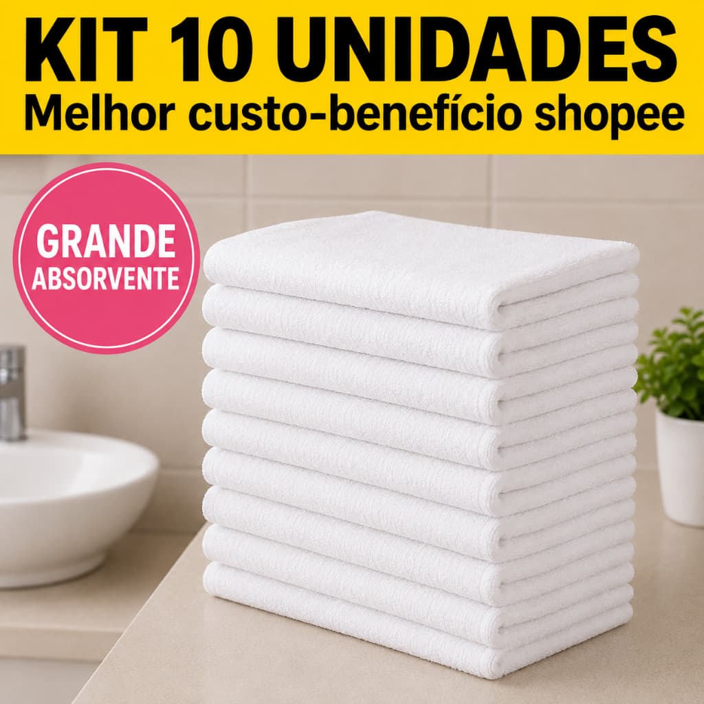 Kit 10 Panos de Chão Grande grosso saco duplo Branco Super Absorvente Limpeza Casa Cozinha Lavável pronta entrega