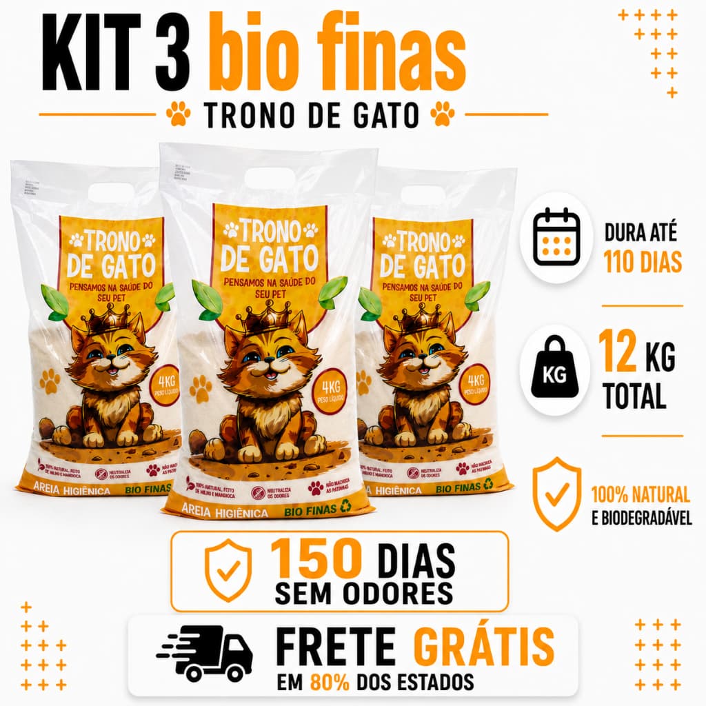 Kit 3 Areias Biodegradável Bio Fina