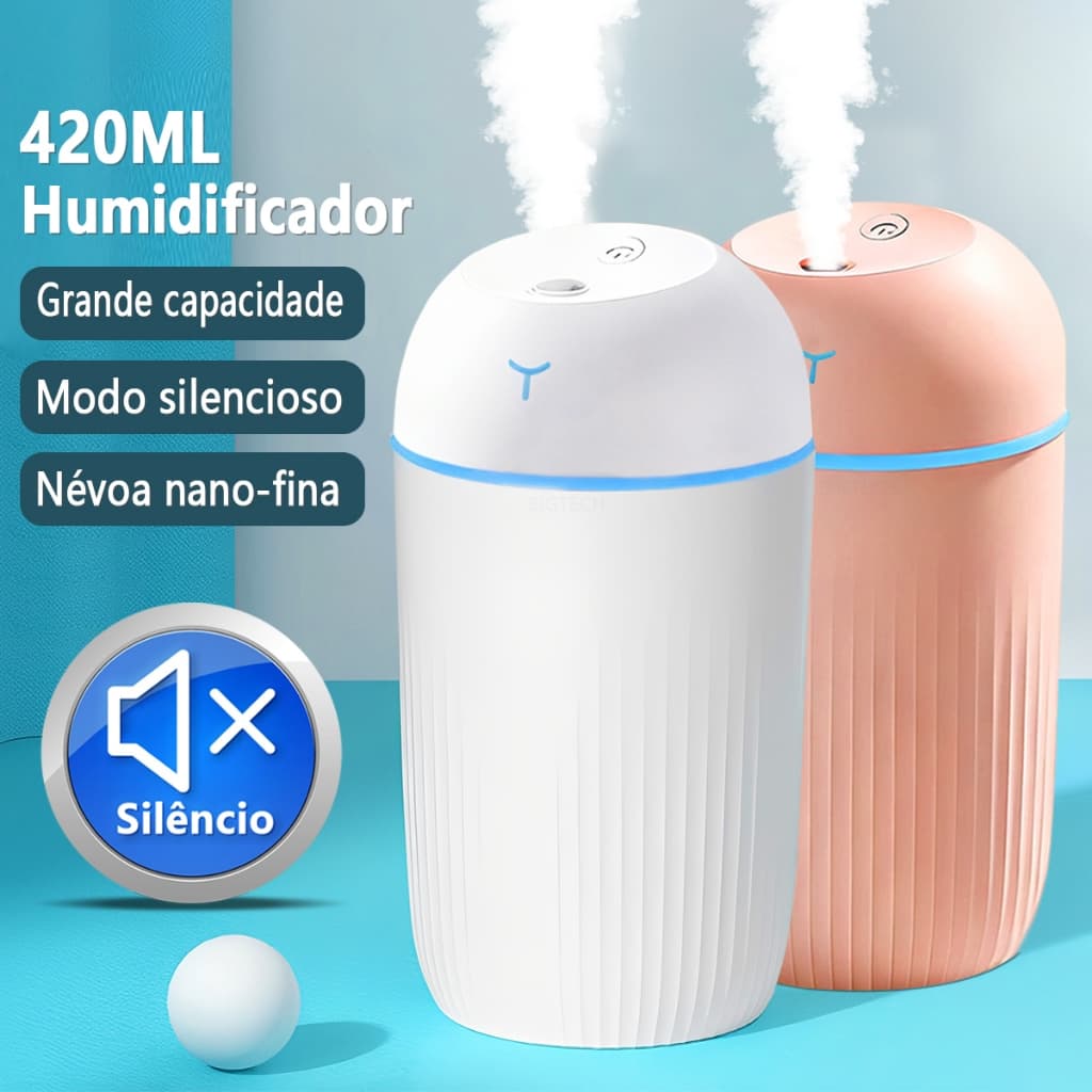Umidificador De Ar Para Quarto Aromatizador Ambiente  De 420ml E Fórmula De Aromaterapia