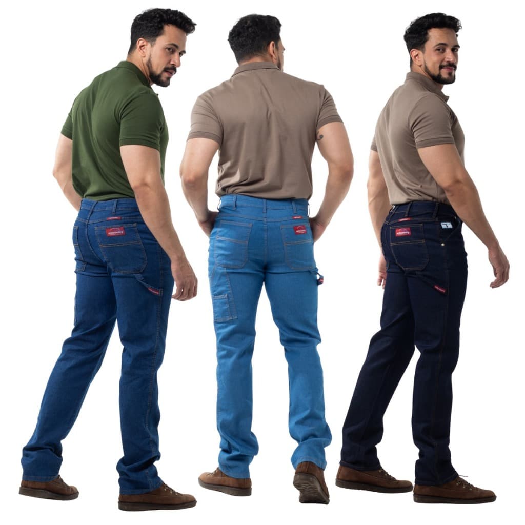Kit 3 Calças Jeans Masculina Carpinteiro Estilo Country Ref:1149